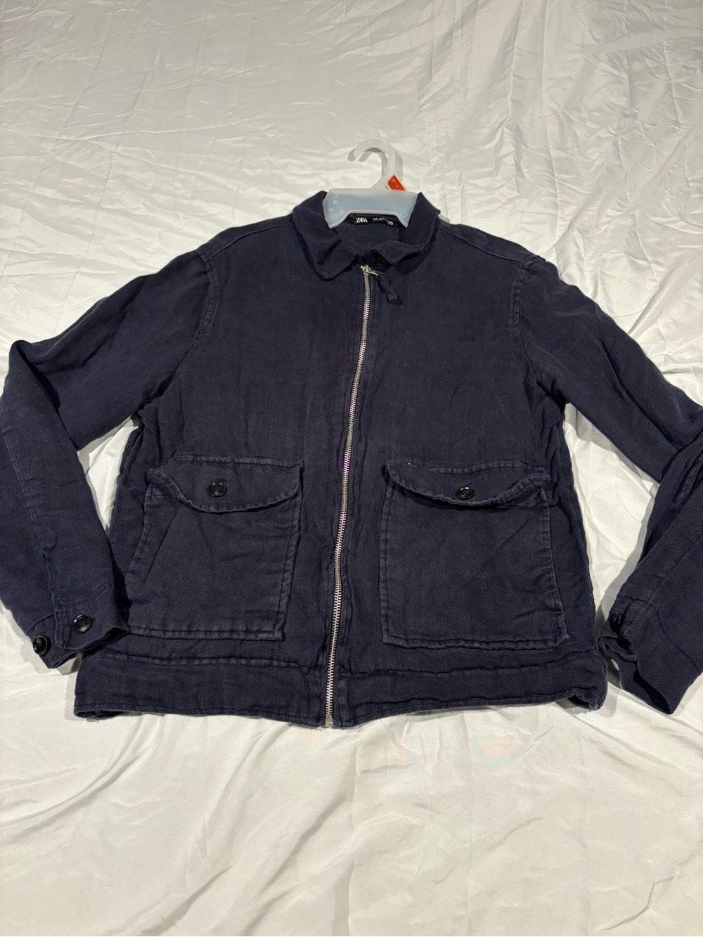 Zara Man Blue Full Zip Lightweight Casual Jacket Size Medium 8574/456 Cropped